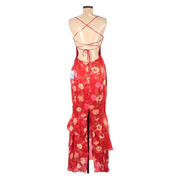 MAJORELLE Marissa Candy Apple Lace up Maxi Dress - Picture 6 of 13